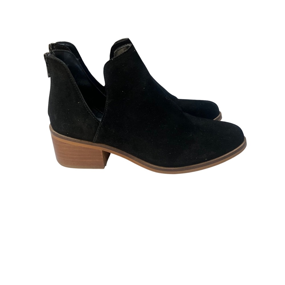 Steve Madden Lancaster Black Suede V-Cut Ankle Boots‎ Womens 6.5M Festival BOHO